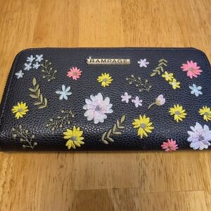 Rampage Black and Yellow Wallet Floral Pattern